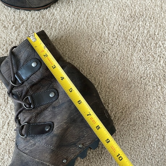 SOREL Joan Of Arctic Wedge Boot W’s 9 Leather Lug Sole NL1987-028 Dark Grey - Picture 13 of 15